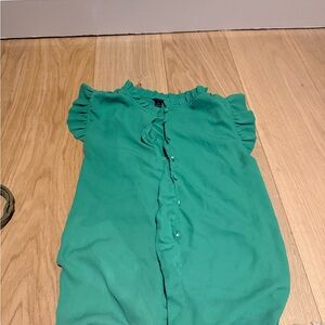 Green Ruffle Ann Taylor petite XXS top